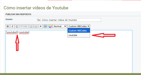 ¿Seríais tan amables de explicarme cómo puedo insertar vídeos de Youtube en el foro? Lo he intentado de 10