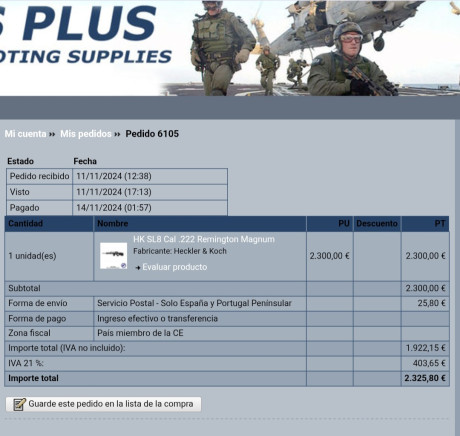 En noviembre de 2024, me interesó un rifle. Encontré una página web llamada "RKS plus" en Google. 00