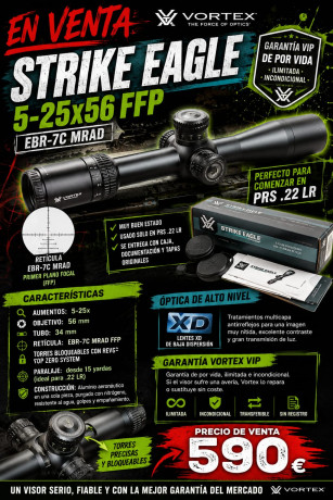  VENDO VORTEX STRIKE EAGLE 5-25x56 FFP EBR-7C MRAD 

 Precio: 590 € 

Si buscas un visor para iniciarte 01