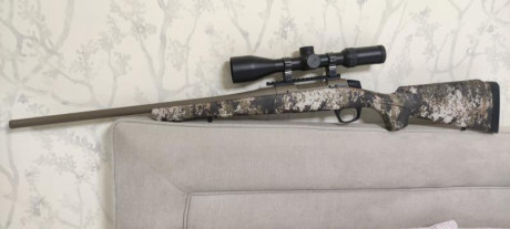 CVA Cascade modelo Wideland,en calibre 308w,sintético camuflaje con tratamiento Cerakote,cañón flotado 12