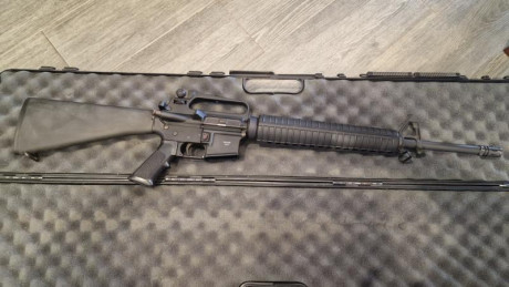 AR-15 calibre 222 Remington, marca Olympic Arms. Cañón pesado, culata rígida, cargador conforme a la legislación 92