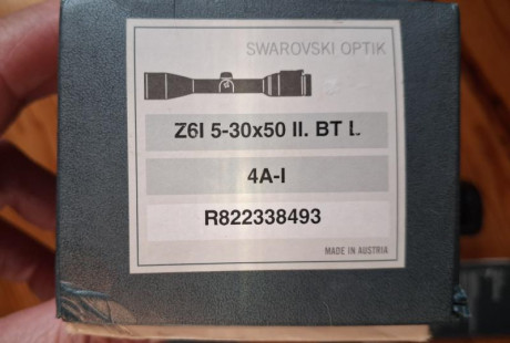 Hola, vendo visor Swarovski Z6i 5-30X50 BT,de segunda generación. Reticula iluminda, torreta balística, 02
