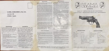 Buenos días, alguien puede facilitarme una copia de la Hoja de Instrucciones del revólver Llama Martial 50