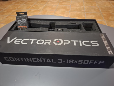 Buenas tardes, vendo  visor Vector Optics Continental x6 3-18x50 FFP con tubo de 34 mm. Precio 525€. Diseñado 10
