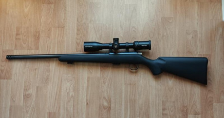 Hola,

Vendo Ceska synthetic 455 con cañon pesado varmint, 22lr.

-Visor Vector Optics Aston 3-18x44 con 11