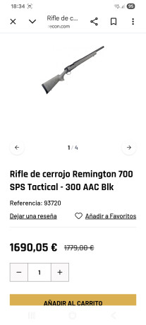 Se vende Rifle REMINGTON SPS TACTICAL calibre 300 BLACKOUT con 20 disparos prácticamente nuevo, con visor 21