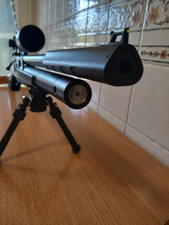 Hola, vendo una Snow Peak T-Rex Montecarlo, regulada, culata sintetica, cal. 5.5. tres cargadores rotativos 00