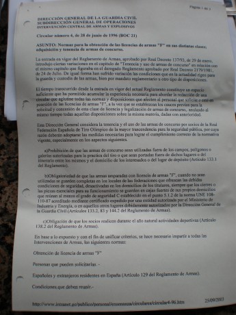 Adjunto fotografía del certificado que me ha hecho la   ESPAÑOLA  , de que puedo pasar a tirador de 1ª 32