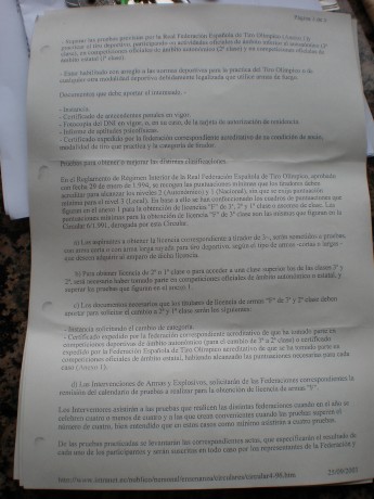 Adjunto fotografía del certificado que me ha hecho la   ESPAÑOLA  , de que puedo pasar a tirador de 1ª 31