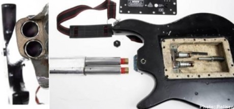 Aprehendida por la policia sueca del pueblo de Luleå:
 http://technabob.com/blog/2011/03/21/guitar-shotgun/ 00
