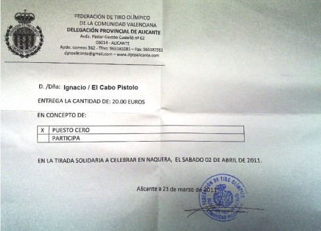 Buenas tardes a tod@s,

El proximo dia 2 de Abril se organiza una Tirada Solidaria en Naquera(Valencia). 30