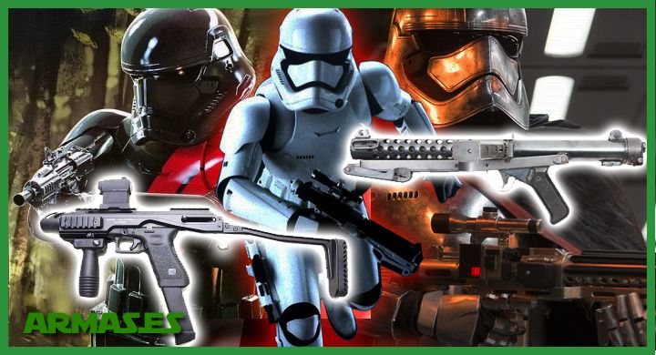 armas reales star wars despertar fuerza stormtroopers capitan phasma sterling glock fab defense